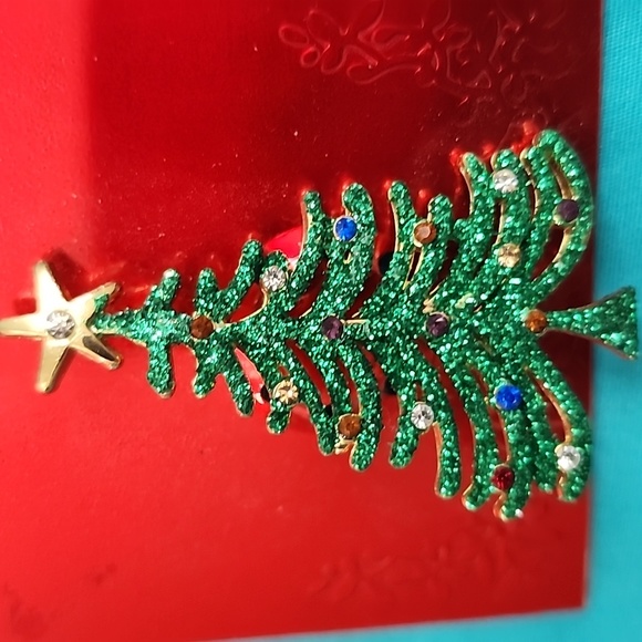 NWT Christmas Tree Rhinestone Brooch Pin - Picture 5 of 8